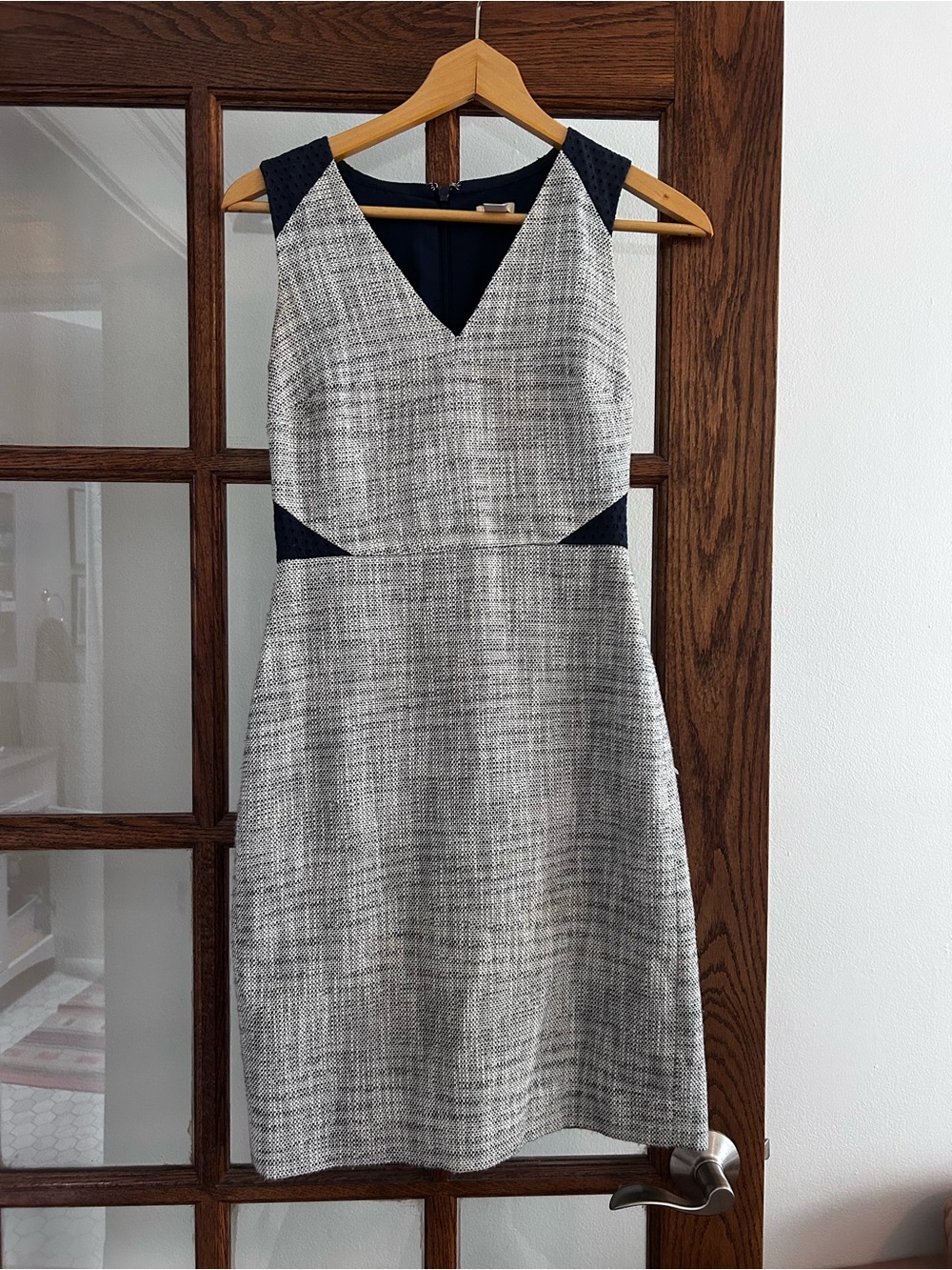 J. Crew Navy and Gray Tweed Knee-length Dress